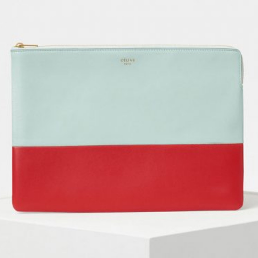 Celine Solo Leather Clutch Pouch - Mint/Watermelon